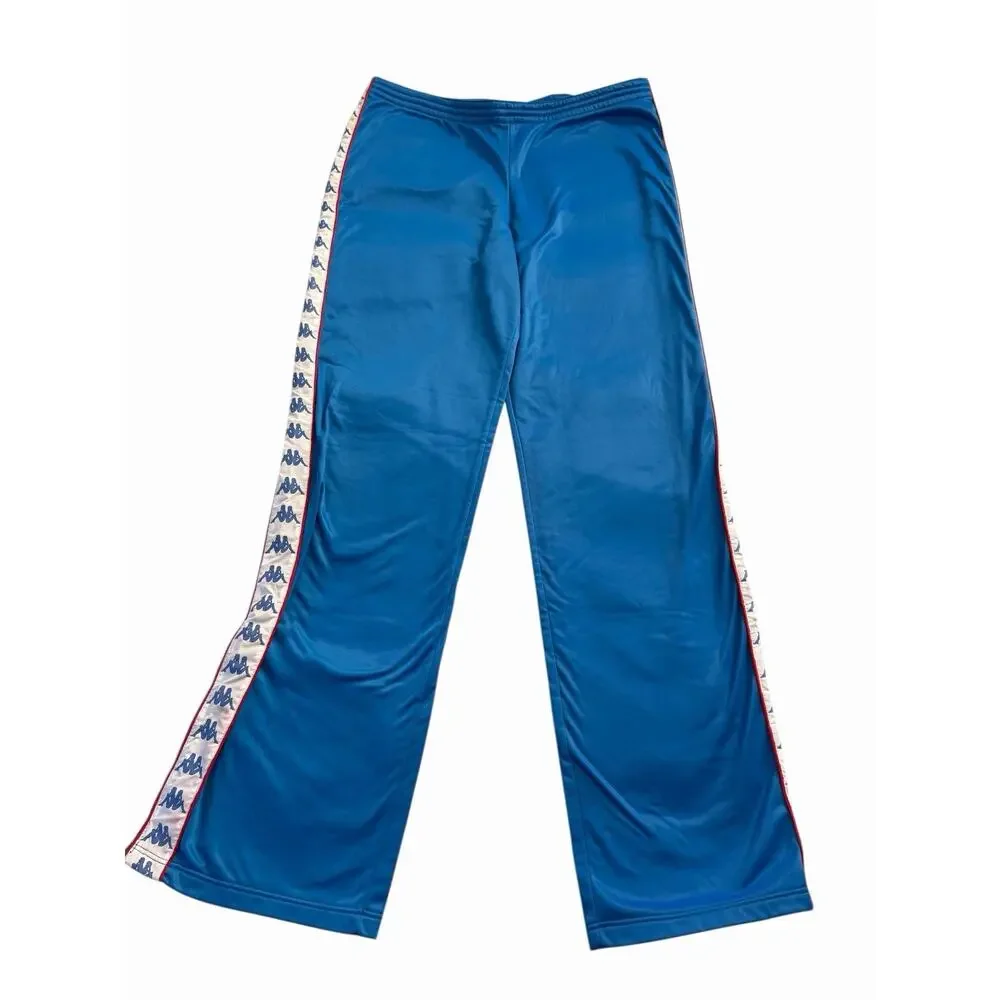 KAPPA Vintage 80s Blue Red Logo Track Pants Sz XL Italy Designer Streetwear READ